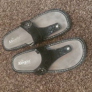 Alegria Black Poppy Thong Sandal